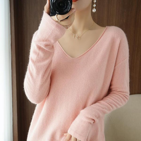 women's sweaters 2021 v-neck sweater pure color casual wool knit pullover loose large size long sleeve fashion soft base shirt, White;black
women's sweaters 2021 v-neck sweater pure color casual wool knit pullover loose large size long sleeve fashion soft base shirt, White;black