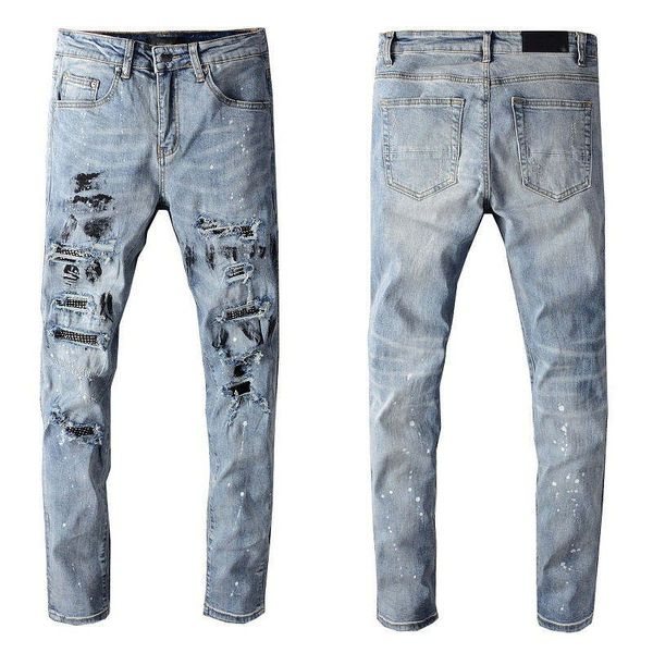 2021 classic men's jeans holed motorcycle rock tight slim striped fashion pants size 28-40 t13, Blue
2021 classic men's jeans holed motorcycle rock tight slim striped fashion pants size 28-40 t13, Blue