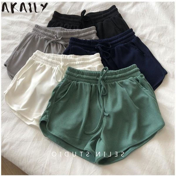 women's shorts akaily summer streetwear black high waist skinny casual women white basic bike sweat female fitness outfits 2021, White;black
women's shorts akaily summer streetwear black high waist skinny casual women white basic bike sweat female fitness outfits 2021, White;black