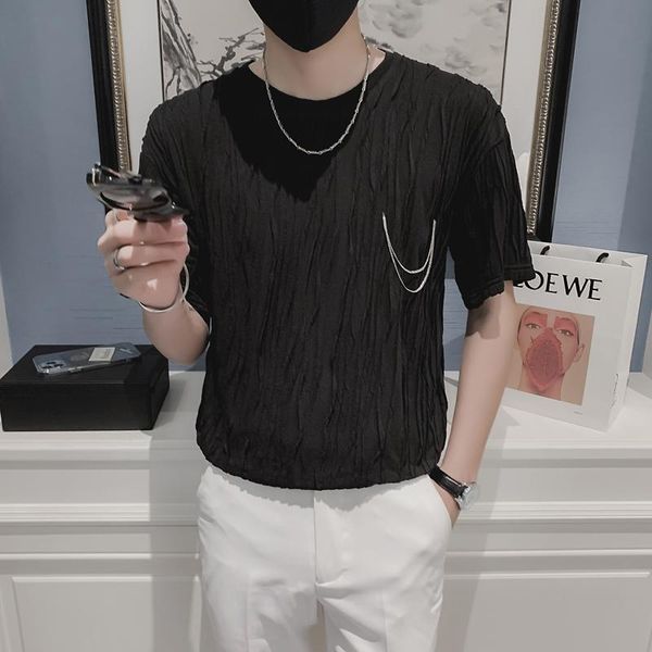 men's t-shirts luxury crimping short sleeve t shirt men summer loose o-neck tees breathable comfortable streetwear clothing, White;black
men's t-shirts luxury crimping short sleeve t shirt men summer loose o-neck tees breathable comfortable streetwear clothing, White;black