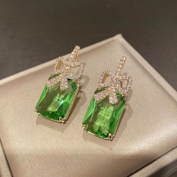 dangle & chandelier elegant gold color bow big green cubic zircon earrings healing crystal gems niche fresh temperament jewelry, Silver
dangle & chandelier elegant gold color bow big green cubic zircon earrings healing crystal gems niche fresh temperament jewelry, Silver