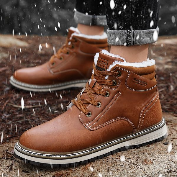 men boots brand lace-up waterproof winter snow boots for men new classic casual men work pu leather boots size 46, Red;white
men boots brand lace-up waterproof winter snow boots for men new classic casual men work pu leather boots size 46, Red;white