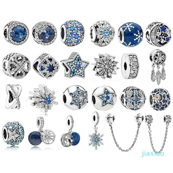 925 sterling silver beads fit original pandora charm bracelet sea blue zircon stars snowflake silver 925 fashion jewelry, Black
925 sterling silver beads fit original pandora charm bracelet sea blue zircon stars snowflake silver 925 fashion jewelry, Black