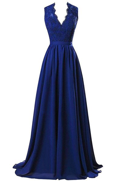 party dresses long evening dress v neck lace appliques a line wedding formal chiffon gaun malam, White;black
party dresses long evening dress v neck lace appliques a line wedding formal chiffon gaun malam, White;black