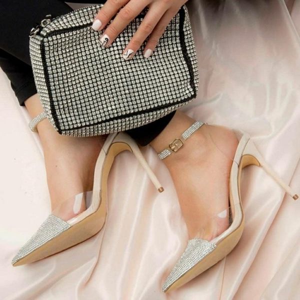 dress shoes bling crystal pointed toe high heel pumps clear pvc ankle strap stiletto cut-outs wedding party, Black
dress shoes bling crystal pointed toe high heel pumps clear pvc ankle strap stiletto cut-outs wedding party, Black