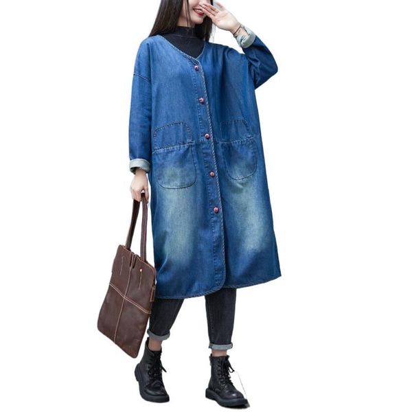 women's trench coats fairynatural blue denim v-neck female loose retro long clothing women casual gothic windbreaker single breasted, Tan;black
women's trench coats fairynatural blue denim v-neck female loose retro long clothing women casual gothic windbreaker single breasted, Tan;black