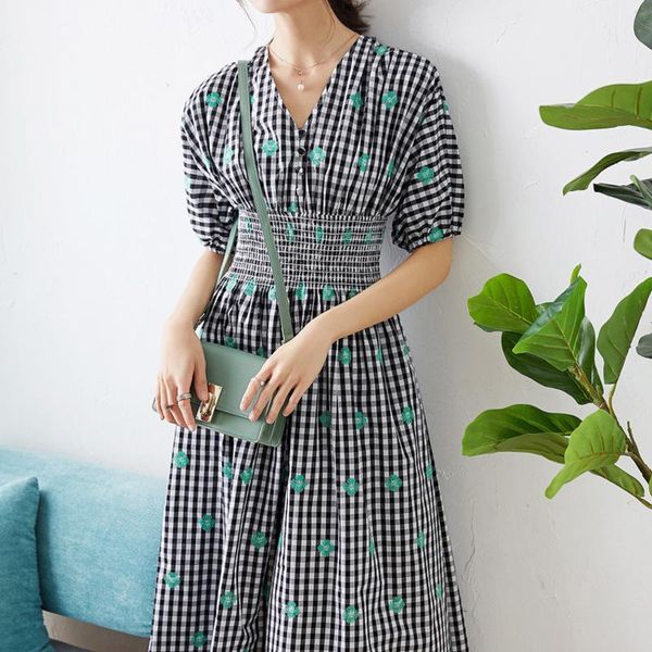 casual dresses cotton clovers embroidered dress is white and black squares the princess, Black;gray
casual dresses cotton clovers embroidered dress is white and black squares the princess, Black;gray