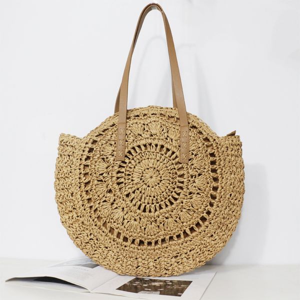 design hand summer new hollow out round cake single shoulder portable women's woven straw bag, Red;black
design hand summer new hollow out round cake single shoulder portable women's woven straw bag, Red;black