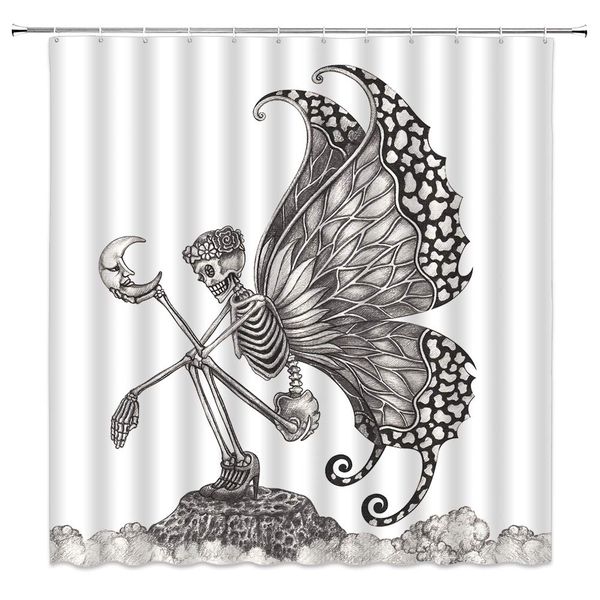 skeleton angel shower curtain,death woman skull head with butterfly wings supporting the moon sad pattern decor,fabric bathroom
skeleton angel shower curtain,death woman skull head with butterfly wings supporting the moon sad pattern decor,fabric bathroom