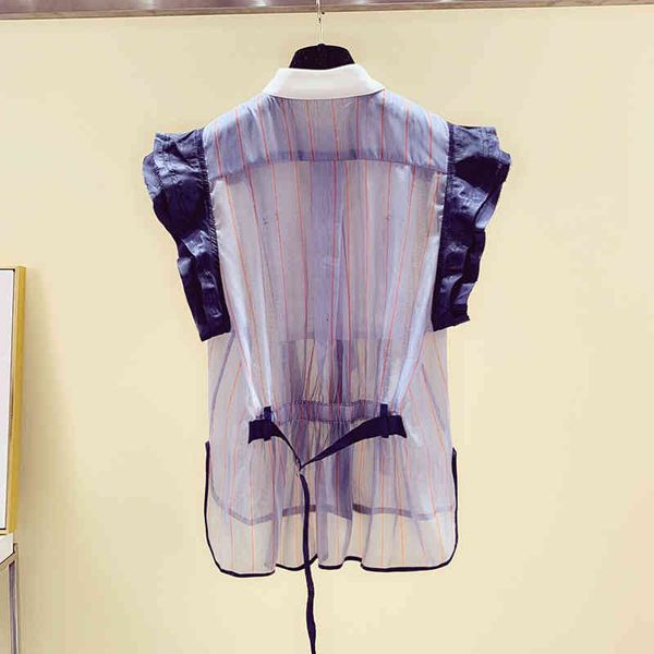 hoodie striped patchwork ruffle shirt for women stand collar sleeveless casual hit color blouse female fashion tide, Black
hoodie striped patchwork ruffle shirt for women stand collar sleeveless casual hit color blouse female fashion tide, Black