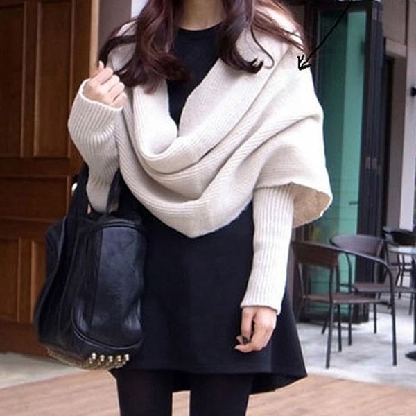 scarves fashion knitted scarf with sleeves long wraps shawls for winter autumn women thick warm casual shawl, Blue;gray
scarves fashion knitted scarf with sleeves long wraps shawls for winter autumn women thick warm casual shawl, Blue;gray