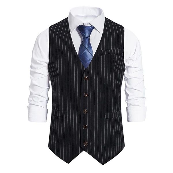 men's vests striped business waistcoat wedding formal blazer meeting casual vest men spring autumn fashion clothes, Black;white
men's vests striped business waistcoat wedding formal blazer meeting casual vest men spring autumn fashion clothes, Black;white