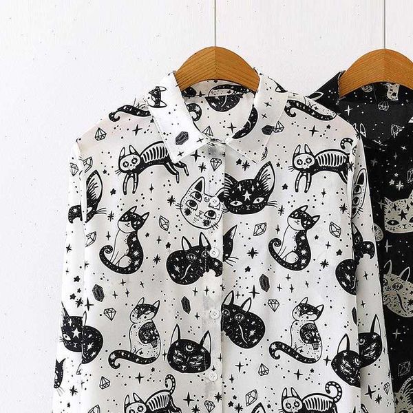 autumn spring black white cartoon women blouses cat print fashion slim long sleeve chiffon female blusas mujer
autumn spring black white cartoon women blouses cat print fashion slim long sleeve chiffon female blusas mujer