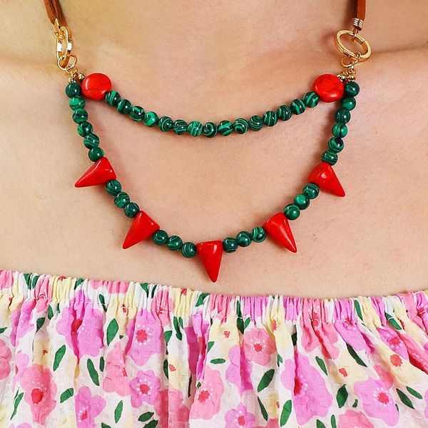 chains komi geometric malachite beads triangle red turquoises stone charm layered necklaces pendant brown rope necklace for women, Silver
chains komi geometric malachite beads triangle red turquoises stone charm layered necklaces pendant brown rope necklace for women, Silver