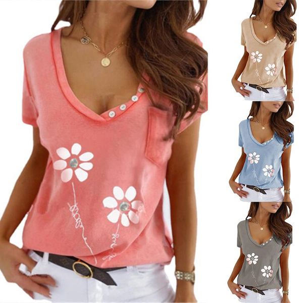 women's t-shirt summer women casual v neck floral printed short sleeve t shirt tees elegant plus size fashion oversize pullover top, White
women's t-shirt summer women casual v neck floral printed short sleeve t shirt tees elegant plus size fashion oversize pullover top, White
