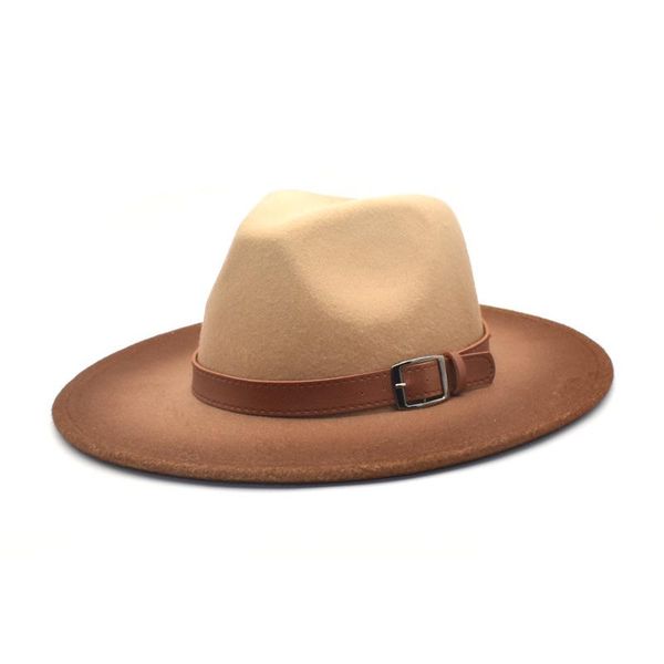 wide brim hats autumn/winter jazz hat gradually changing fashion leather belt wool fedoras british style big fedora women, Blue;gray
wide brim hats autumn/winter jazz hat gradually changing fashion leather belt wool fedoras british style big fedora women, Blue;gray