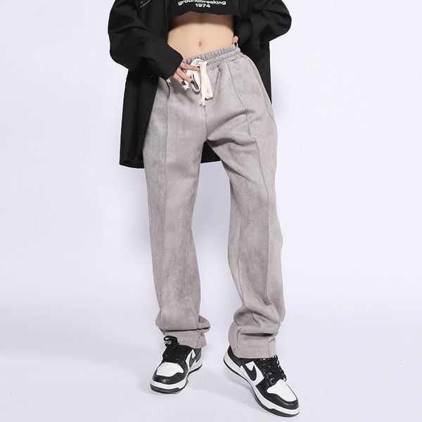 men's pants hip hop drawstring solid front striped suede casual trousers couple harajuku straight oversize vibe style loose mens, Black
men's pants hip hop drawstring solid front striped suede casual trousers couple harajuku straight oversize vibe style loose mens, Black