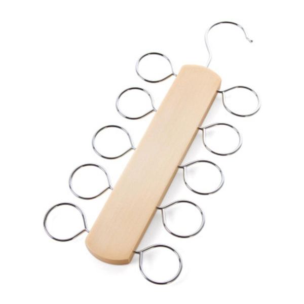 pcs/lot 30cm theaceae wood hanger for scarves tie with 10 chromed metal loops closet space saving wooden rack necktie hangers & racks