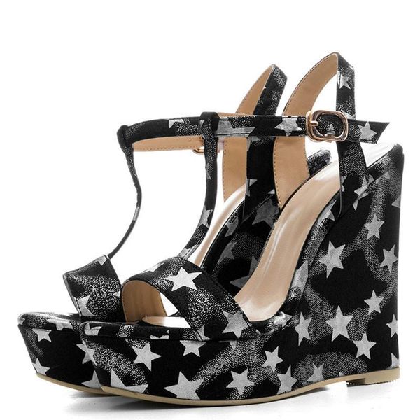 summer women wiggen sandals hooks shoes silver gold platform high zapatos mujer blue, Black
summer women wiggen sandals hooks shoes silver gold platform high zapatos mujer blue, Black