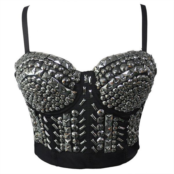 costumes selling nightclub singer dancer performance clothes punk sequin nail bead women's bra, Black
costumes selling nightclub singer dancer performance clothes punk sequin nail bead women's bra, Black