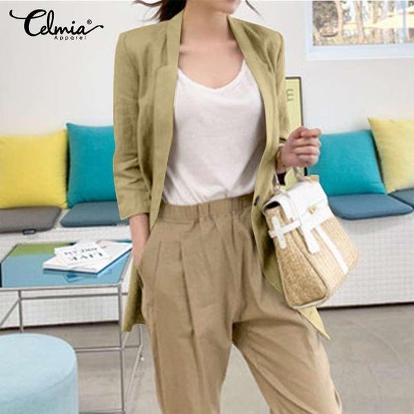 women's suits & blazers celmia 2021 autumn fashion blazer women coats casual 3/4 sleeve elegant office ol style suit solid korean stree, White;black
women's suits & blazers celmia 2021 autumn fashion blazer women coats casual 3/4 sleeve elegant office ol style suit solid korean stree, White;black