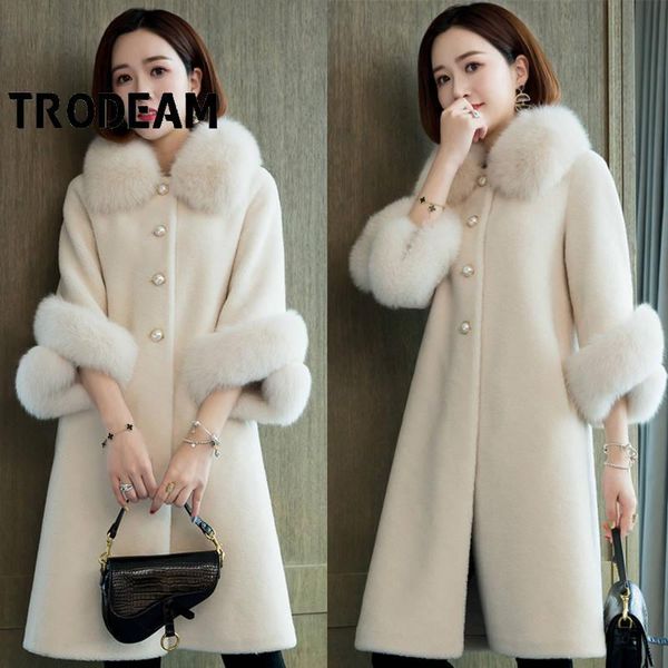 women's fur & faux trodeam wool mid-length coat with collar loose large size autumn winter thick elegant warm jackets, Black
women's fur & faux trodeam wool mid-length coat with collar loose large size autumn winter thick elegant warm jackets, Black