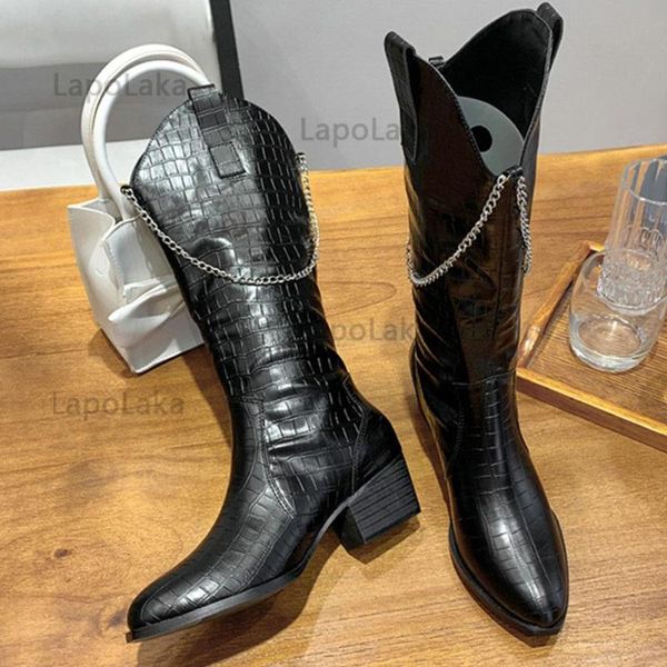boots lapolaka fashion women shoes female western slip-on checkered med heel with chain knee high party club dress, Black
boots lapolaka fashion women shoes female western slip-on checkered med heel with chain knee high party club dress, Black