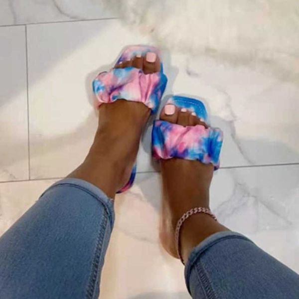 woman square toe tie dye slippers women mixed color pleated slides 2021 flats female shoes ladies summer beach footwear big size y0731, Black
woman square toe tie dye slippers women mixed color pleated slides 2021 flats female shoes ladies summer beach footwear big size y0731, Black