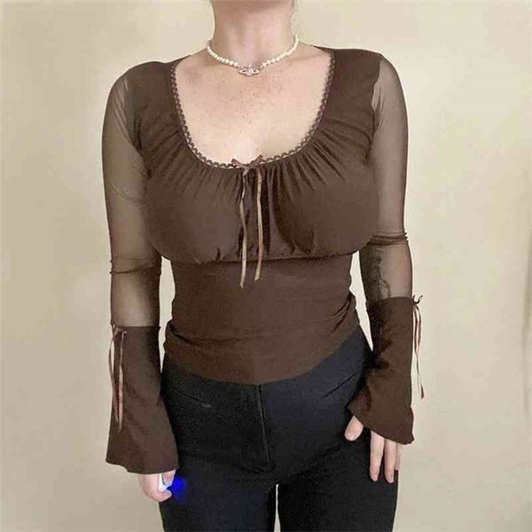 women flare full sleeve tshirt slim elegant slim mesh patchwork transparent high street vintage t shirt femme 210518, White
women flare full sleeve tshirt slim elegant slim mesh patchwork transparent high street vintage t shirt femme 210518, White