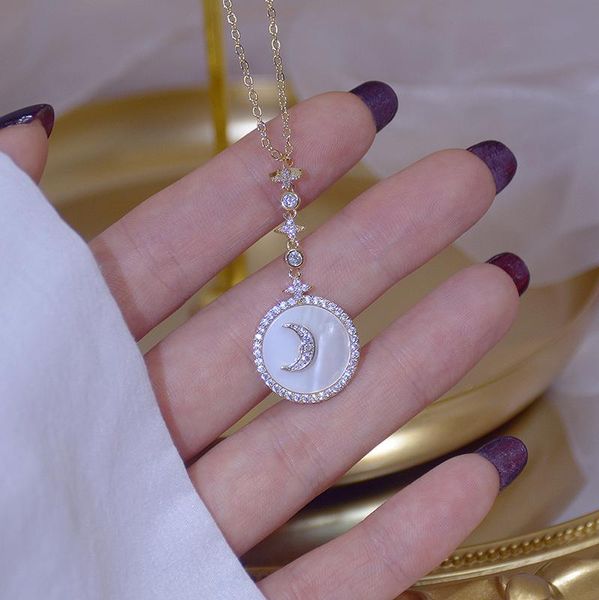 14k real gold moon necklace for women shining bling zircon clavicle chain charm wedding shell geometric pendant jewelry chains, Silver
14k real gold moon necklace for women shining bling zircon clavicle chain charm wedding shell geometric pendant jewelry chains, Silver