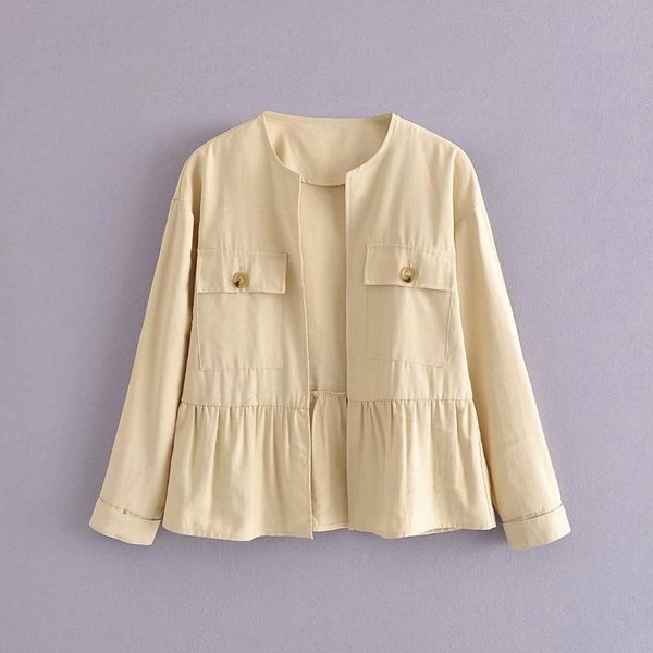 women's jackets autumn women ruffles coats jacket loose long sleeves pocket 2021 ladies elegant coat, Black;brown
women's jackets autumn women ruffles coats jacket loose long sleeves pocket 2021 ladies elegant coat, Black;brown