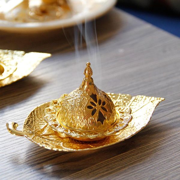 fragrance lamps golden metal luxury incense burner mini middle east arabic mabkhara holder with leaf tray
fragrance lamps golden metal luxury incense burner mini middle east arabic mabkhara holder with leaf tray