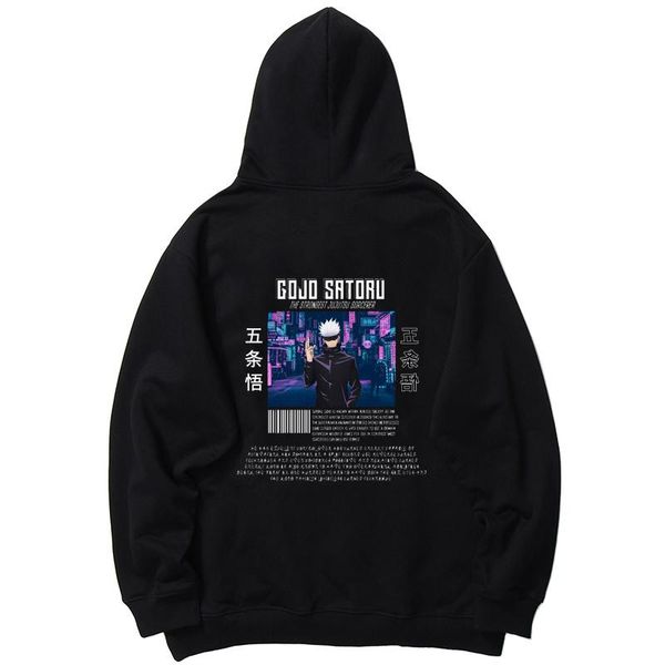 men's hoodies & sweatshirts anime manga men hip hop sweatshirt hoodie jujutsu kaisen streetwear harajuku pullover fleece winter autumn, Black