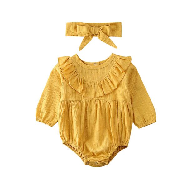 2pcs/set newborn baby girl bodysuits clothes long sleeve solid ruffles cotton jumpsuit headband outfits, White
2pcs/set newborn baby girl bodysuits clothes long sleeve solid ruffles cotton jumpsuit headband outfits, White