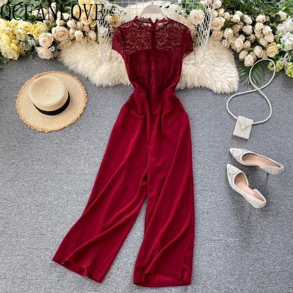 women's jumpsuits & rompers oceanlove jumpsuit lace chiffon patchwork summer ropa mujer high waist wide leg fashion elegant 2021 bodysu, Black;white
women's jumpsuits & rompers oceanlove jumpsuit lace chiffon patchwork summer ropa mujer high waist wide leg fashion elegant 2021 bodysu, Black;white