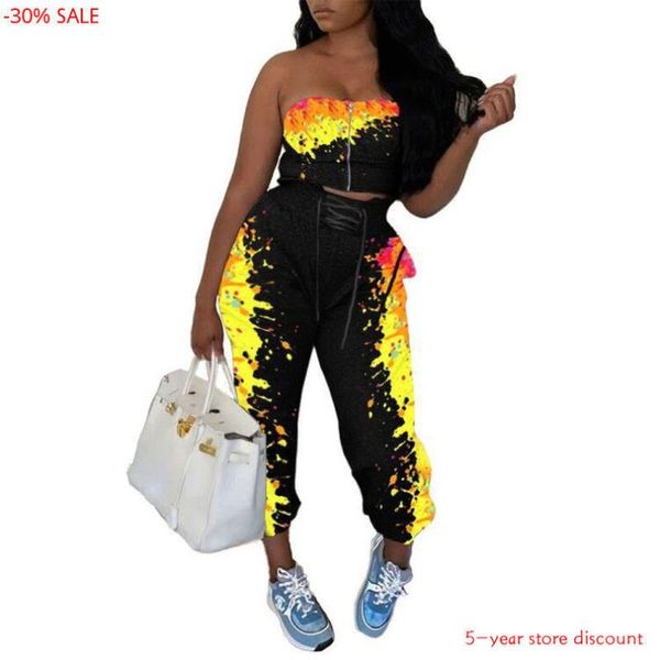women's tracksuits 4xl woman tracksuit sleeveless strapless zipper crop long pants tie dye printed 2 two piece set selling product suit, Gray
women's tracksuits 4xl woman tracksuit sleeveless strapless zipper crop long pants tie dye printed 2 two piece set selling product suit, Gray
