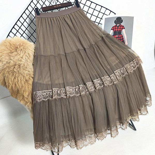 women 2021 autumn fashion layers high waist skirts female mesh patchwork lace skirt ladies casual mid-long cake m216, Black
women 2021 autumn fashion layers high waist skirts female mesh patchwork lace skirt ladies casual mid-long cake m216, Black
