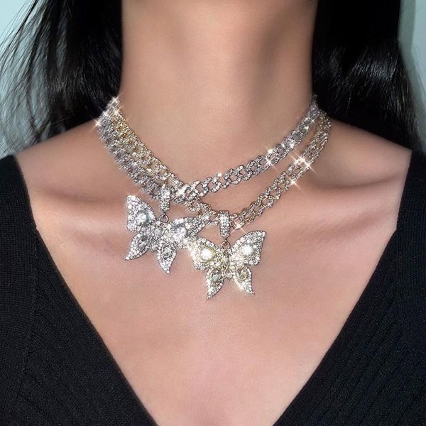 chains big butterfly crystal cuban chain pendant necklaces for women bling full rhinestone hip hop choker necklace party jewelry gift, Silver
chains big butterfly crystal cuban chain pendant necklaces for women bling full rhinestone hip hop choker necklace party jewelry gift, Silver