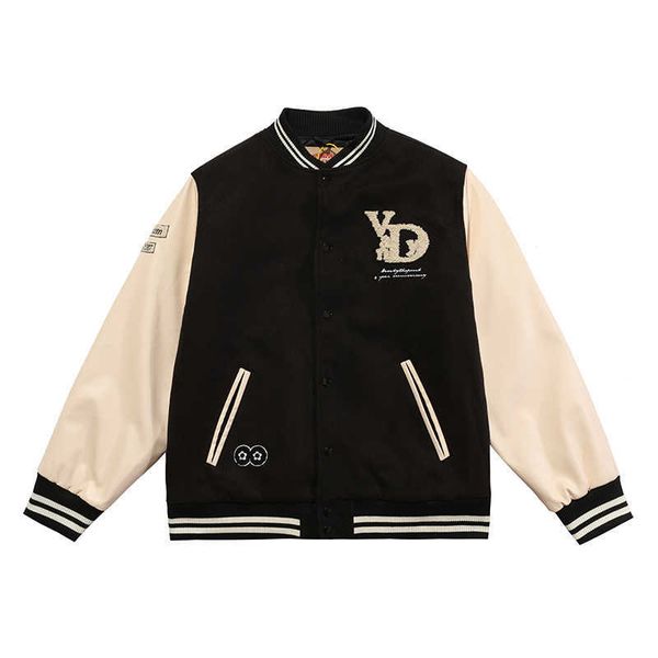 men's outerwear vandythepink wool leather sleeve cotton baseball jacket vibe fenggao street tide brand loose embroidered jacket, Black;brown
men's outerwear vandythepink wool leather sleeve cotton baseball jacket vibe fenggao street tide brand loose embroidered jacket, Black;brown
