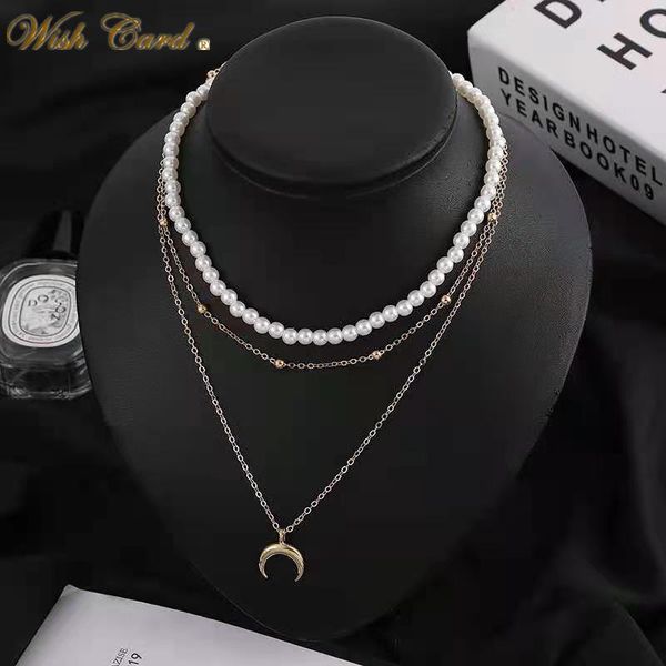 pendant necklaces wish card pearl necklace retro multilayer chain rhino horn personality hip hop jewelry party use, Silver
pendant necklaces wish card pearl necklace retro multilayer chain rhino horn personality hip hop jewelry party use, Silver