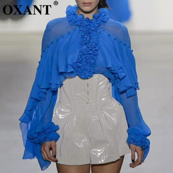 women's blouses & shirts oxant ruffles chiffon shirt for women stand collar patchwork lantern sleeve large size blouse female 2021 spri, White
women's blouses & shirts oxant ruffles chiffon shirt for women stand collar patchwork lantern sleeve large size blouse female 2021 spri, White