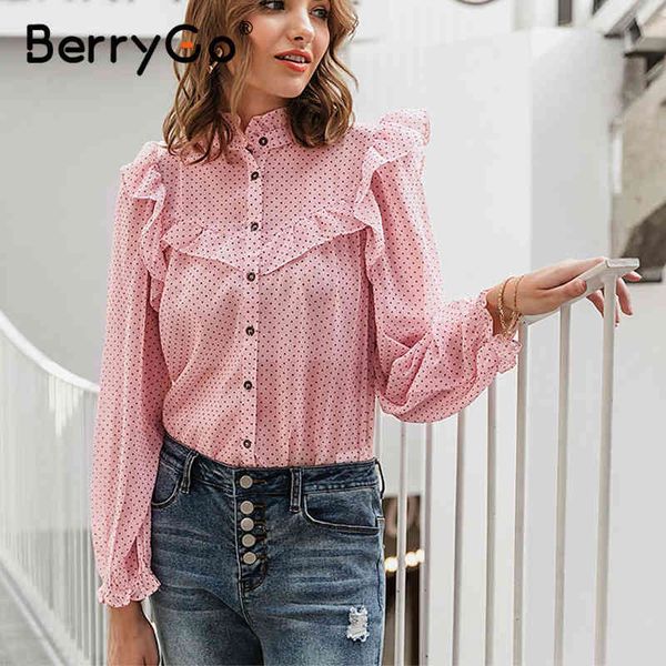 berrygo vintage ruffle blouse shirt femle elegant dot print buttons women shirts spring summer office ladies blouses 210513, White
berrygo vintage ruffle blouse shirt femle elegant dot print buttons women shirts spring summer office ladies blouses 210513, White