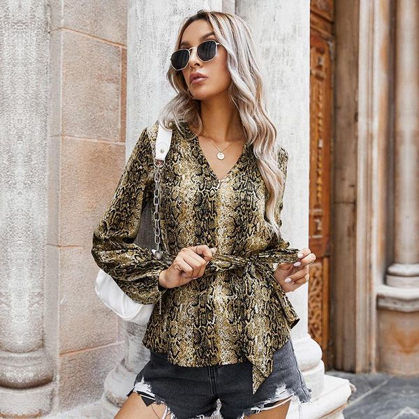 women's blouses & shirts autumn winter fashion ladies snake texture print shirt women lace up v neck vintage pullovers female casual, White
women's blouses & shirts autumn winter fashion ladies snake texture print shirt women lace up v neck vintage pullovers female casual, White