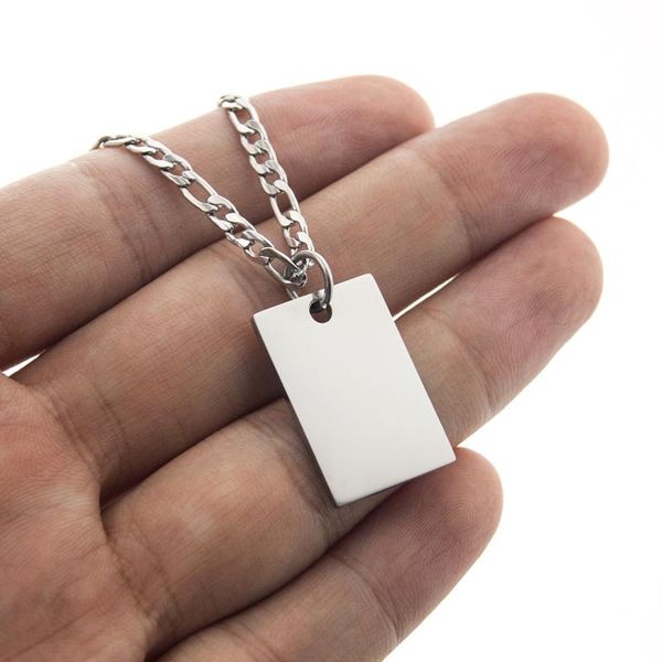women military dog-tag rectangular pendant necklace stainless steel figaro rolo chain loer clasp matinee jewelry necklaces, Silver
women military dog-tag rectangular pendant necklace stainless steel figaro rolo chain loer clasp matinee jewelry necklaces, Silver