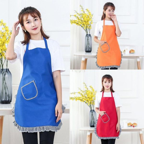 solid color neck strap design sleeveless apron kitchen cooking supplies is a circle of lace on the edge very fashionable aprons
solid color neck strap design sleeveless apron kitchen cooking supplies is a circle of lace on the edge very fashionable aprons