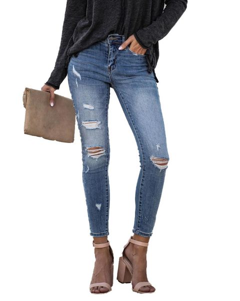 women's jeans women vintage mid waist hips tight ripped summer lady distressed washed denim pencil pants zipper button club trouser, Blue
women's jeans women vintage mid waist hips tight ripped summer lady distressed washed denim pencil pants zipper button club trouser, Blue