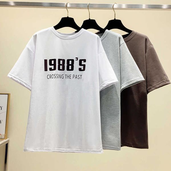 1988 letter print t shirt women short sleeve o neck loose tshirt summer fashion women tee shirt femme gray white 210604
1988 letter print t shirt women short sleeve o neck loose tshirt summer fashion women tee shirt femme gray white 210604