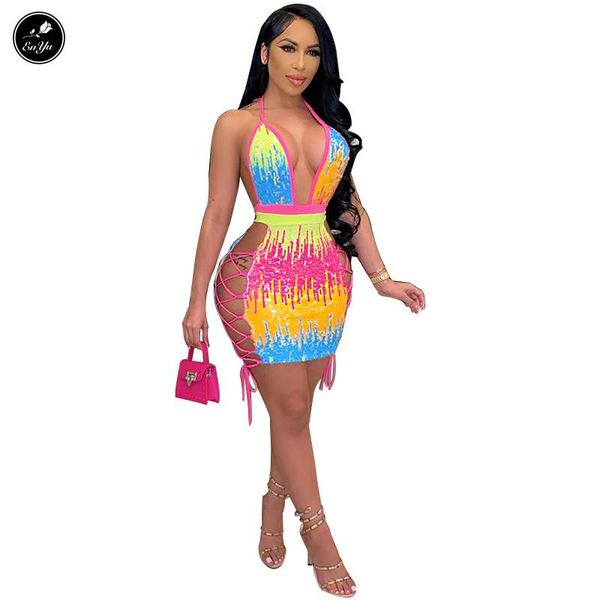 enyu s-4xl 2021 women colorful mini dress halter backless drawstring sheath young lady beatch chic casual dresses, Black;gray
enyu s-4xl 2021 women colorful mini dress halter backless drawstring sheath young lady beatch chic casual dresses, Black;gray