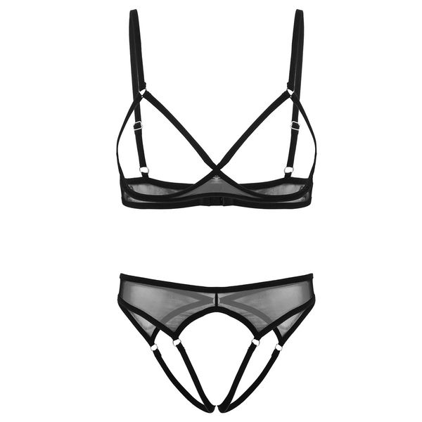 womens see through sheer mesh lingerie exotic set adjustable spaghetti straps open cups bra with crotchless briefs underwear, Black;white
womens see through sheer mesh lingerie exotic set adjustable spaghetti straps open cups bra with crotchless briefs underwear, Black;white