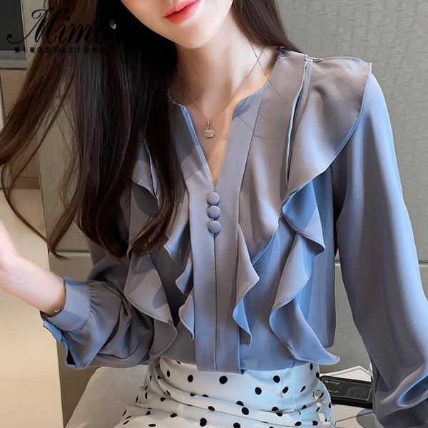 women's blouses & shirts elegant v-neck ruffles blouse women 2021 summer long sleeve lady office casual solid pullovers blusa 210, White
women's blouses & shirts elegant v-neck ruffles blouse women 2021 summer long sleeve lady office casual solid pullovers blusa 210, White